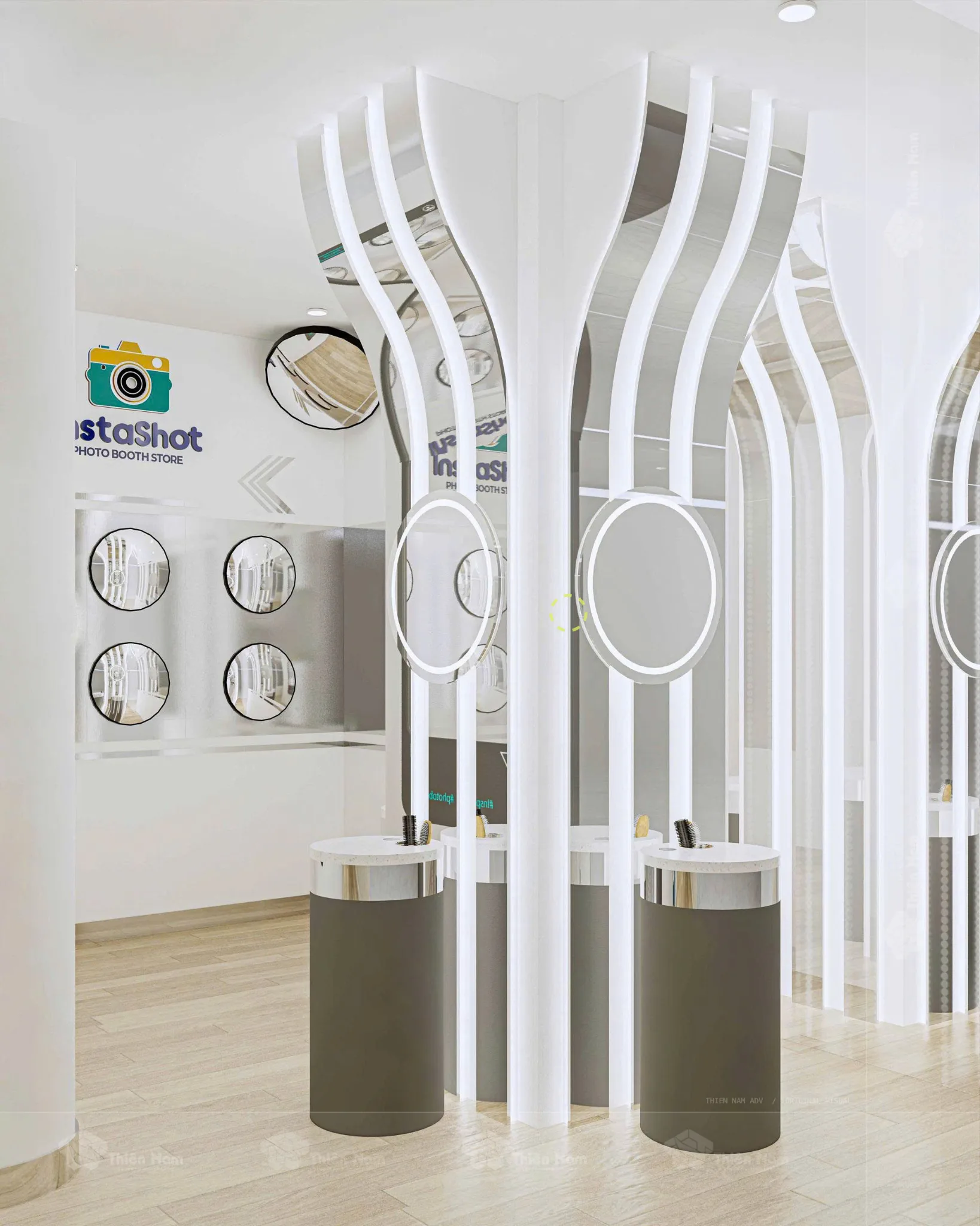 Khu gương chỉnh trang tạo điểm check-in riêng