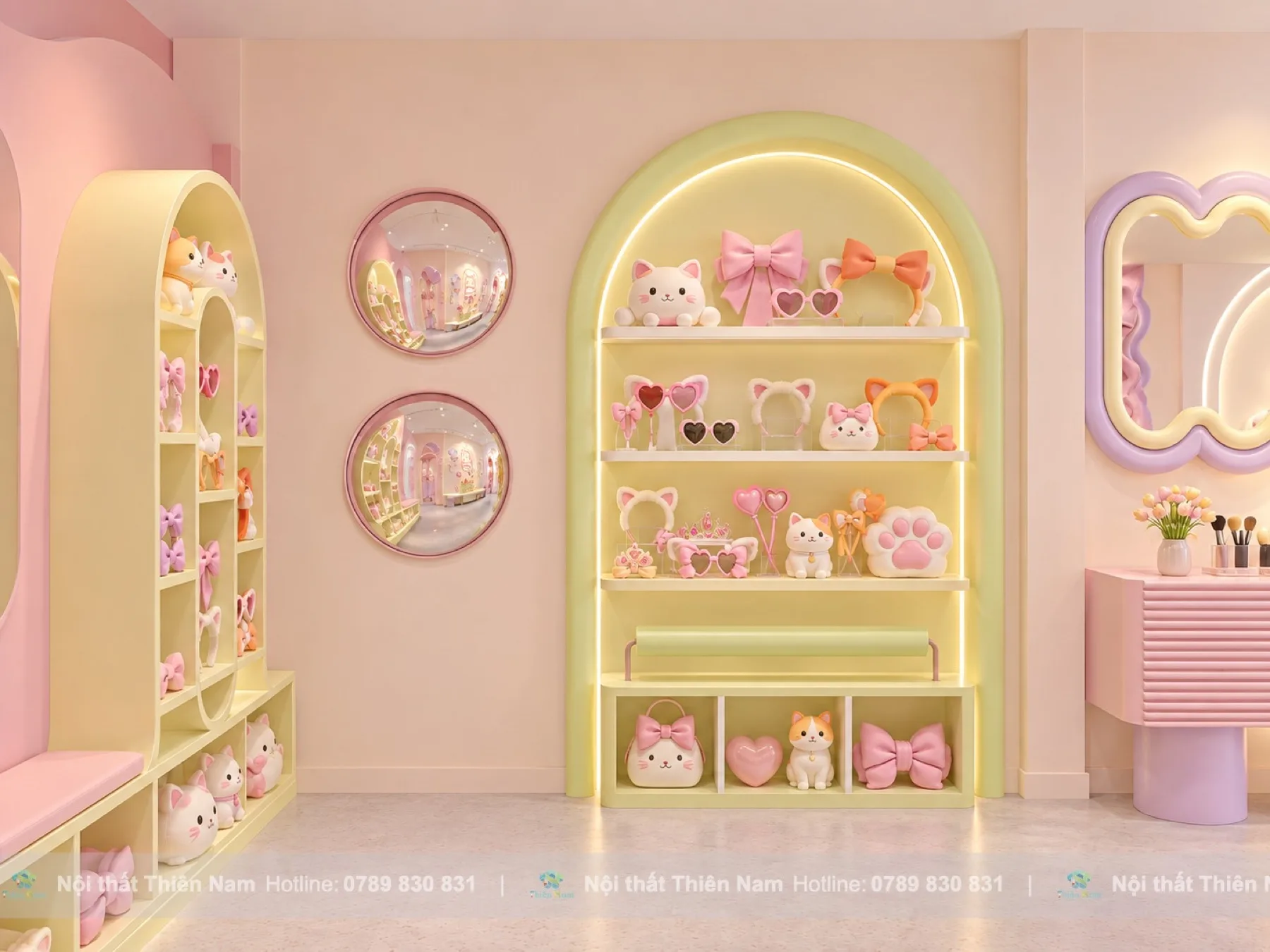 Thiết kế Photobooth Meow 40m² phong cách Hàn Quốc - Khu makeup và chuẩn bị trước khi chụp Thiết kế Photobooth Meow 40m² phong cách Hàn Quốc - Khu makeup và chuẩn bị trước khi chụp